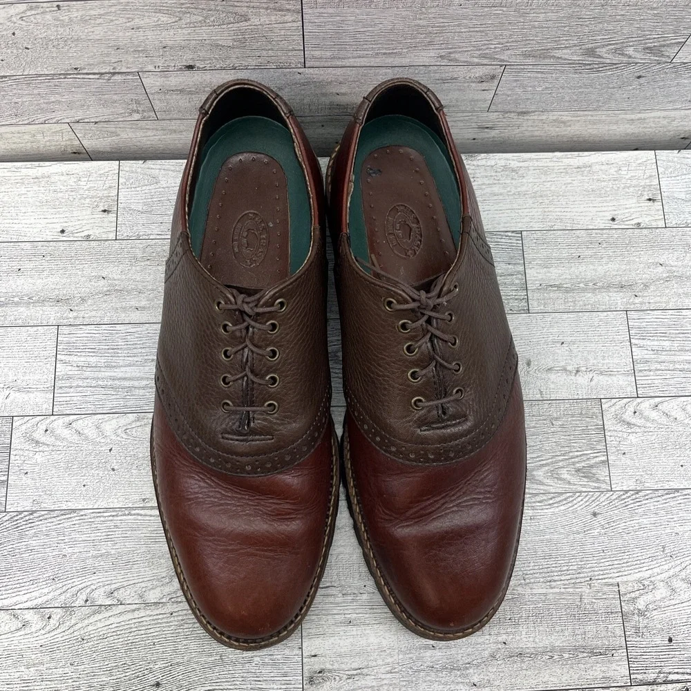 H.S.‎ Trask Saddle Two Tone Brown Bison Leather Oxford Dress Shoes Men Size 10M